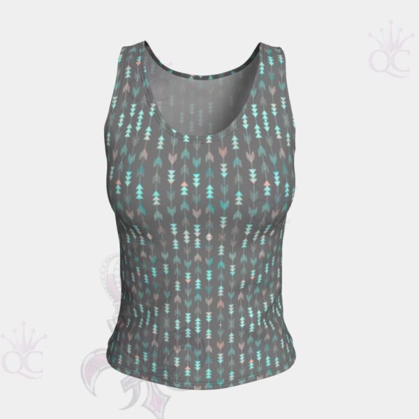 Arrows Grey Turquoise Short Tank Top Front