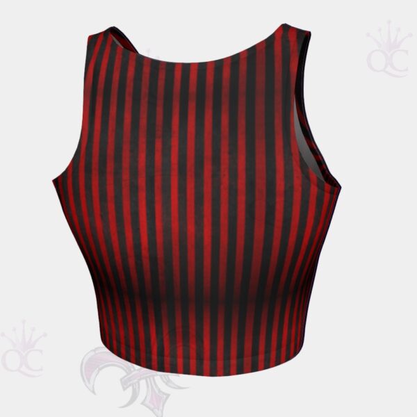 Circus Red Black Stripes Back View Crop Top