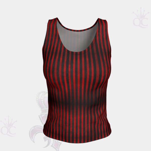 Circus Red Black Stripes Short Tank Top Front