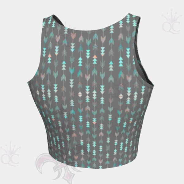 Gray Turquoise Pink Arrows Crop Top Back