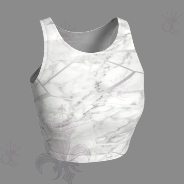 Silver White Marble Crop Top Front